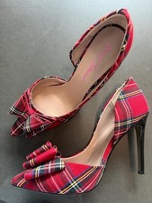 VTG Y2K Betsey Johnson Tartan Bow Stiletto Pumps