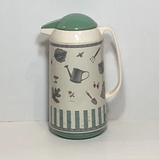 Oggi Vintage 4 Cup Coffee Carafe Insulated White And Green Gardening Design