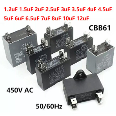 1.2/1.5/2/2.5- 12uF CBB61 Klimaanlage Lüftermotor Startlauf Kondensatoren 450VAC