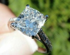 3Ct White Cushion Cut CZ Engagement Wedding Ring Solid 925 Sterling Silver