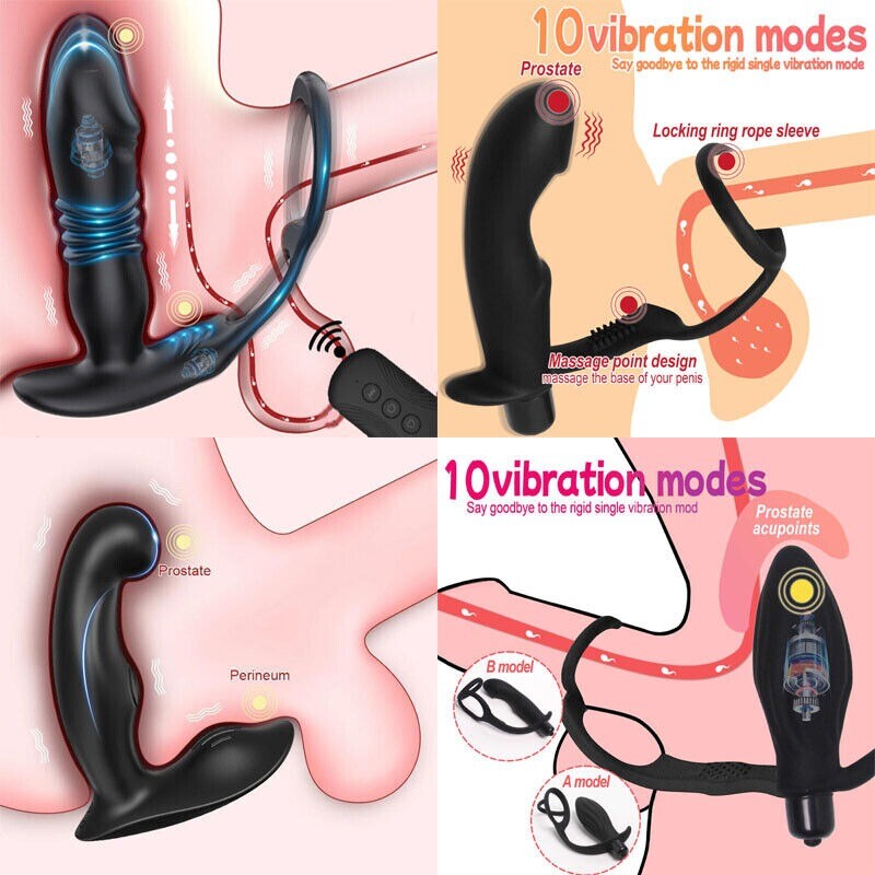 Male Toys Prostate Massager & Vibrator For Men - Thrusting Anal Plug With Remote - Silicone, Waterproof Prostate Therapy Device Male Toys Prostate Massager & Vibrator For Men - Thrusting Anal Plug With Remote - Silicone, Waterproof Prostate Therapy Device