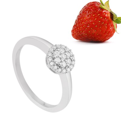 925 Sterling Silver 0.25 Ctw Round Shape Moissanite Halo Cluster Women Ring