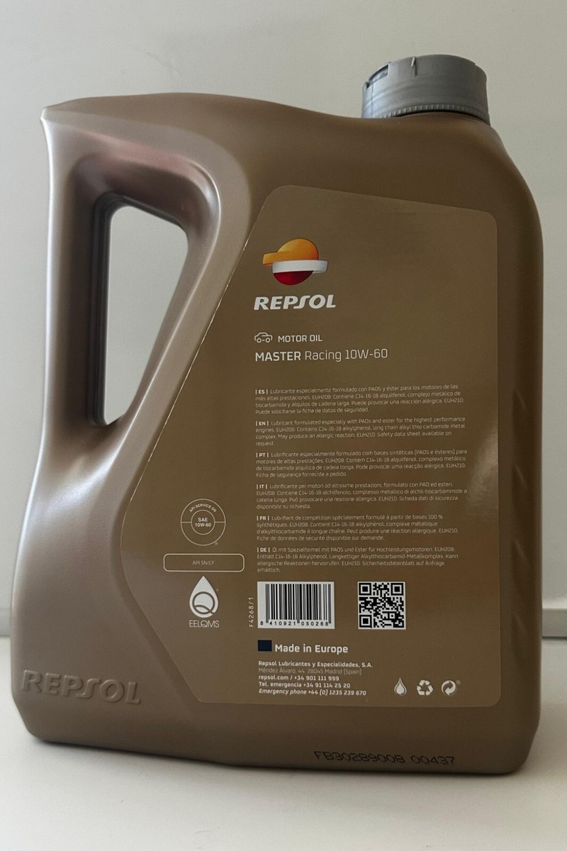 Motor Oil MASTER 10W60 Racing REPSOL 4L Pack 1un | eBay
