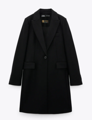 ZARA Women New WOOL BLEND MASCULINE COAT SINGLE BUTTON BLACK 2048