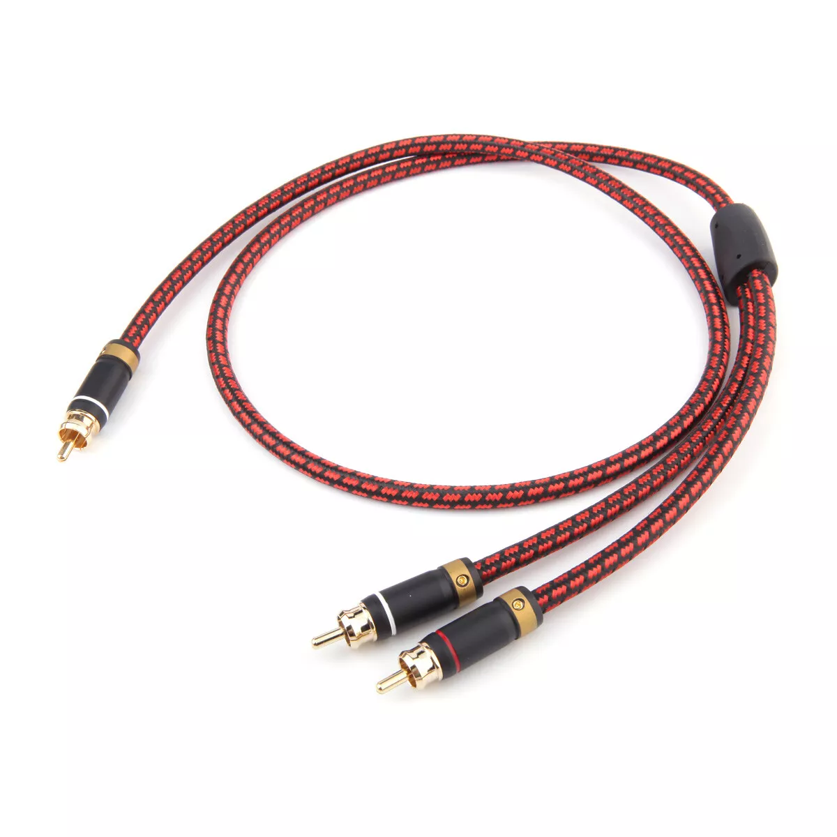 Subwoofer Cable 1 RCA Male to 2 RCA Male Audiophile Audio for Home Theater-  Red