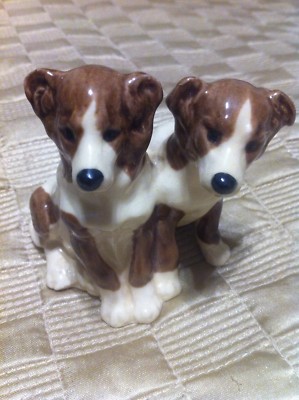 Collectable Vintage Border Collies Ceramic,The Charm Of Creamware 7cm-7cm