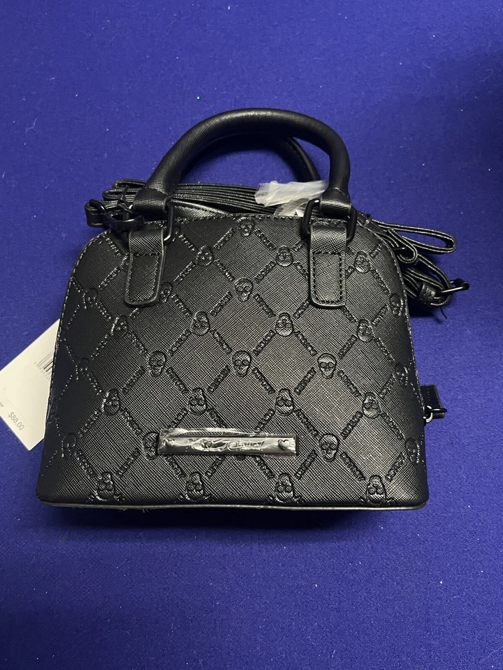 Betsey Johnson Calaveras Bandolera Cartera y Cartera Negro Conjunto Nuevo Foto 3 de 4