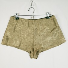 Vintage Satin Sleep Lounge Shorts Panty Medium Reptile Snake Print Gold