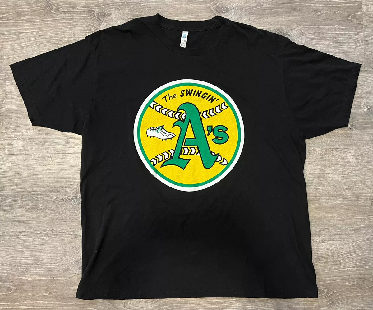 Oakland Athletics As T Shirt MLB Baseball Size 2XL The Swinging A’s Gold  Green