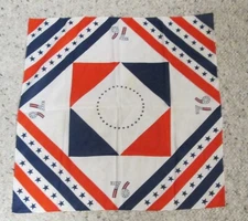 Bicentennial 1976  Red, White & Blue Patriotic scarf bandanna rolled edge  rj