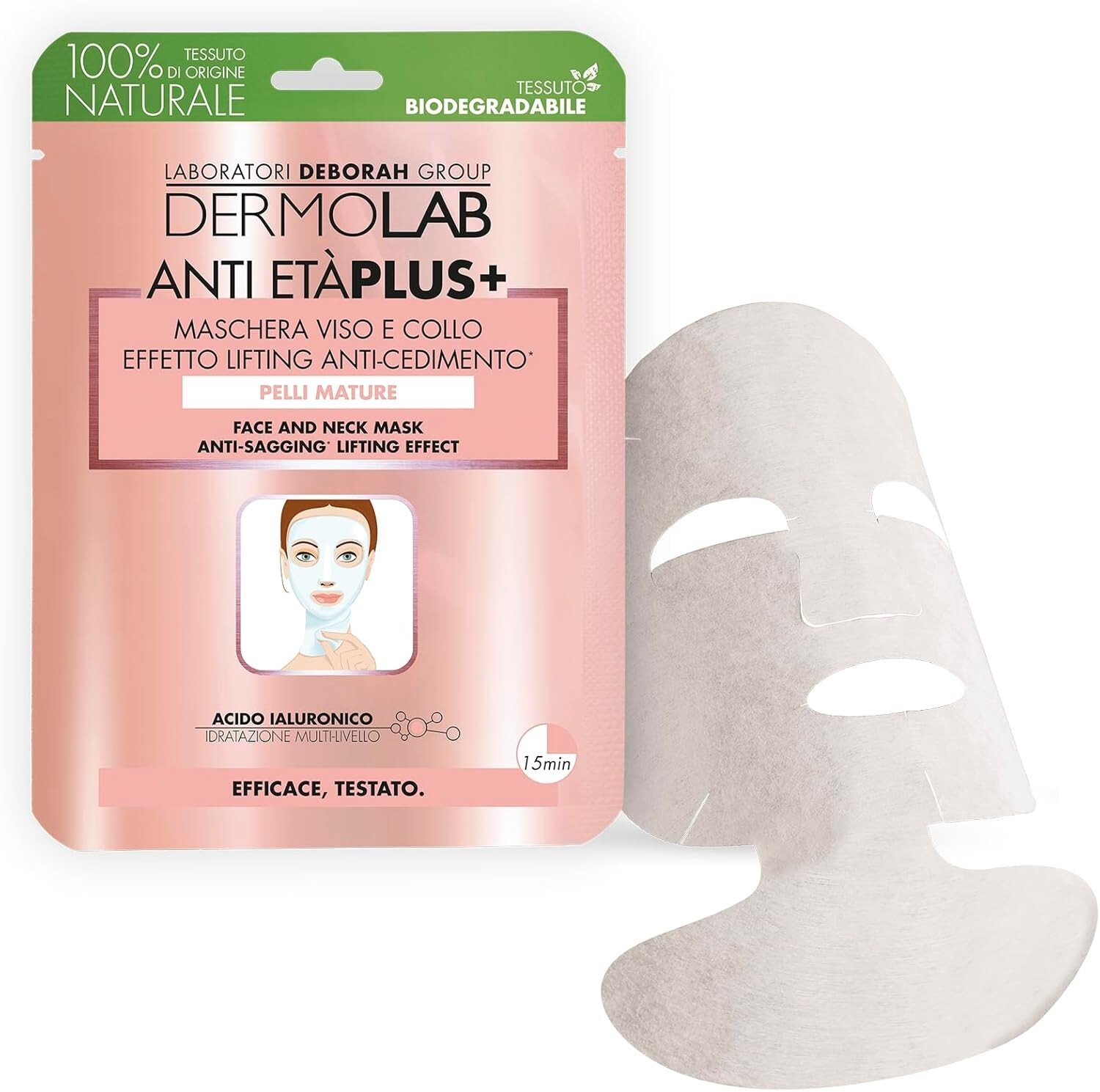 Dermolab 6 Maschere Viso Collo per Pelli Mature, Effetto Lifting Anti-Cedimento