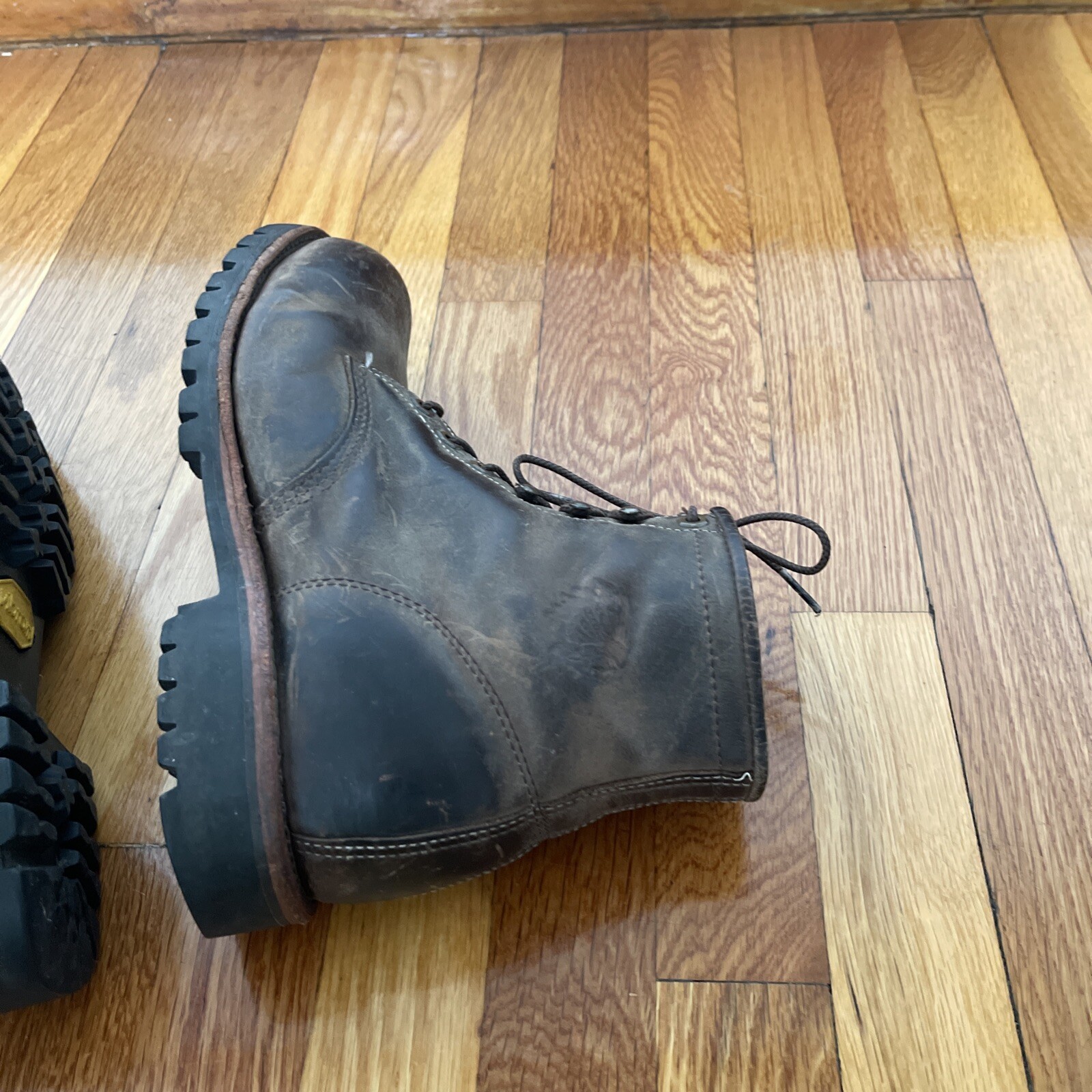 USA VINTAGE CHIPPEWA BROWN LEATHER LACE UP STEEL TOE WORK BOOTS 11.5D