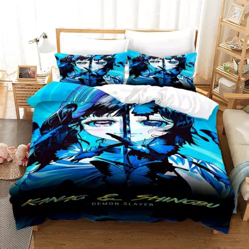 3-teiliges Demon Slayer Bettwäsche-Set Steppdecke Bettbezug Single Double King Size UK - Bild 11 von 49