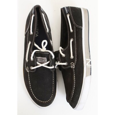 Nautica Men's 12 Black White Boat Shoes Slip-on Loafers