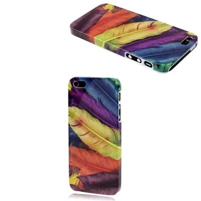 Schutzhülle Case Backcover für Apple iPhone 5 & 5s Federn