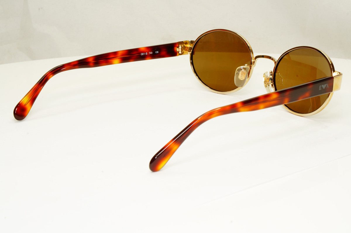 Emporio Armani 1997 Vintage Sunglasses Mens Womens Oval Gold Eagle