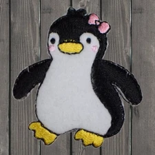 Girl Penguin Embroidered Patch — Iron On