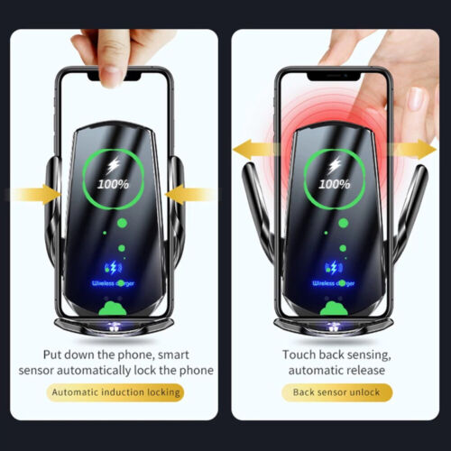 Wireless Automatic Clamping Smart Sensor Car Phone Holder Fast Charger Mount 15W - Picture 10 of 26