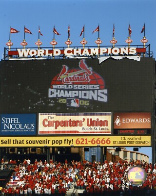 St Louis Cardinals 2006 World Series Championship Flag Raise 8x10