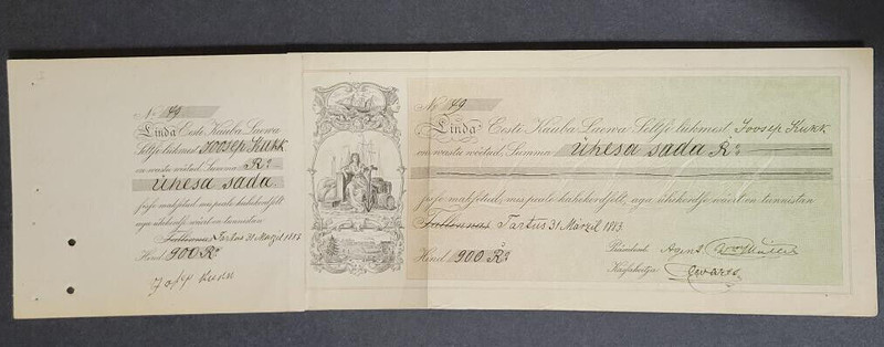 ESTONIA bill of exchange LINDA 1883s. 184