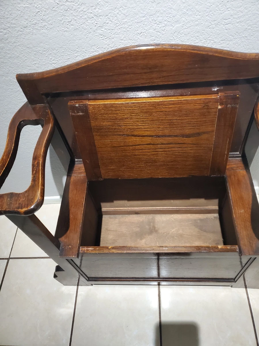 Antique Oak Victorian Hall Tree Umbrella Stand Chair in good