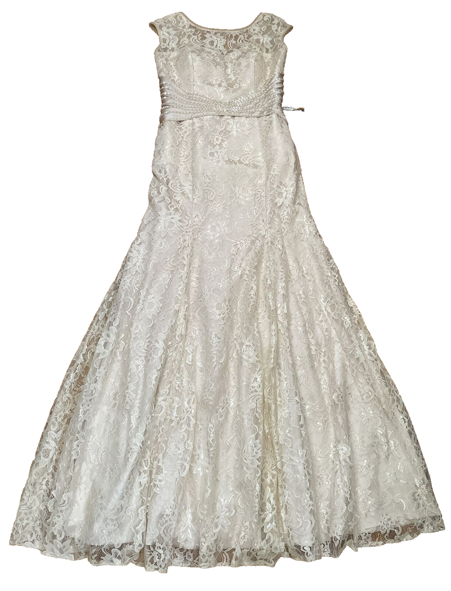 Izidress Dress Formal Lace Overlay Sweetheart Neck Maxi Beige XS / Small  NEW | eBay