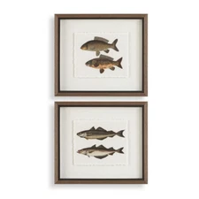 Two Catch Fish Framed Prints Wall Art Set Lake Ocean Pond Fish ~ Uttermost 32448