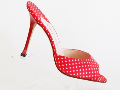 red and white polka dot sandals