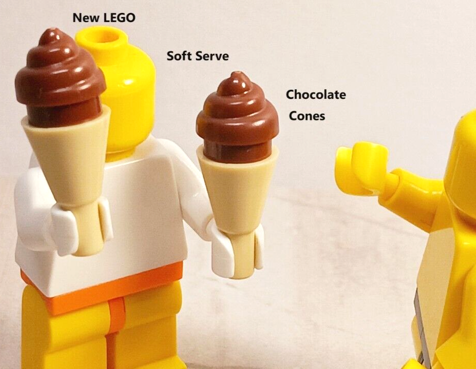 New LEGO Frozen Treat Lot of Ice Cream Cones Soft Serve Chocolate Cream  Waffle