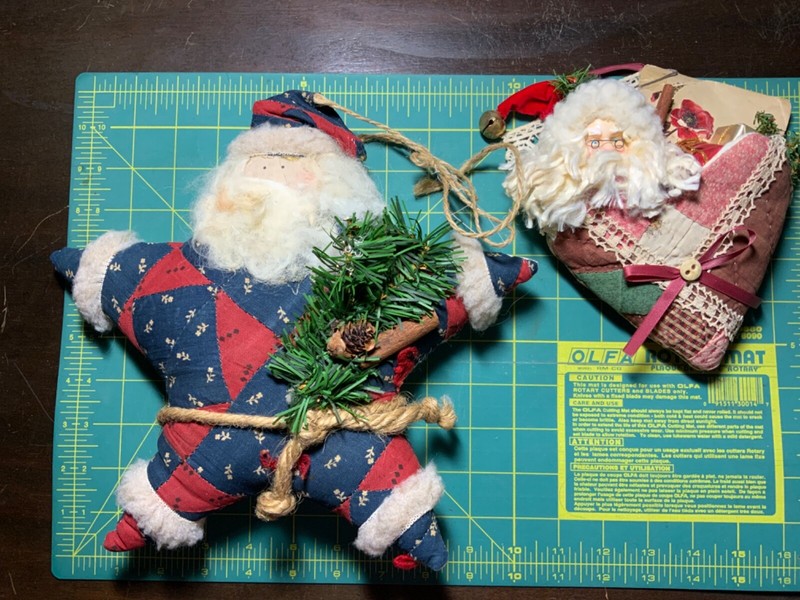 vintage primitive large ornament wall decor heart star santa patchwork handmade?