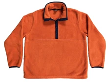 L.L. Bean Jacket Womens Large Orange Half Button Fleece Mid Weight Pullover