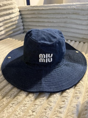 Cappello da cowboy blu denim Miu Miu