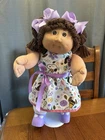 1980s Cabbage Patch Kid Brunette Brown Eyes Snoopy Peanuts Dress Cute