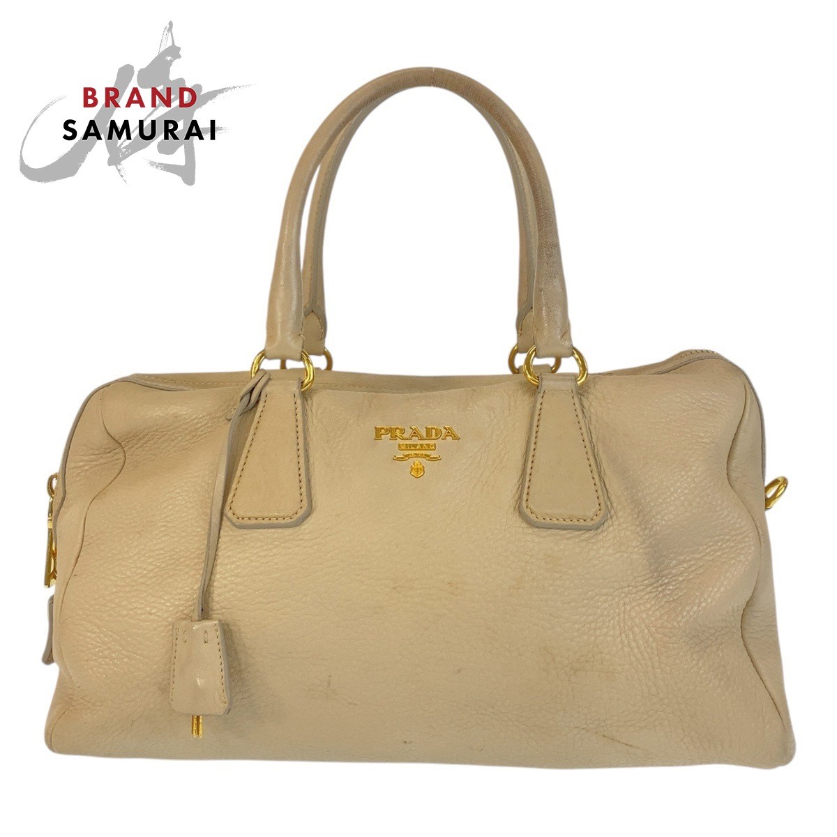 Prada Beige Leather Shoulder Bag with Gold Hardware for Women Y0628 500867