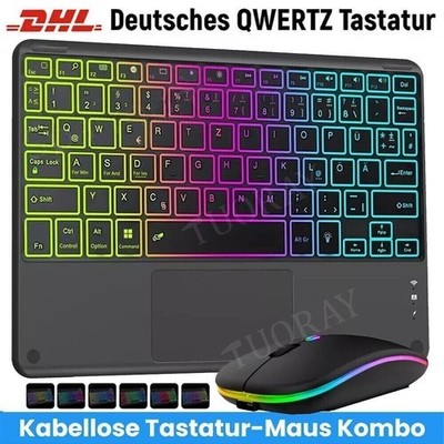 DE Touchpad Beleuchtete Tastatur für Samsung Galaxy Tab A9+ A8 A7 S9 FE S8 S7 S6