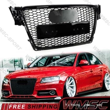 Glossy Black Honeycomb Front Bumper Grille for Audi A4 S4 B8 2009-2012 RS4 Style