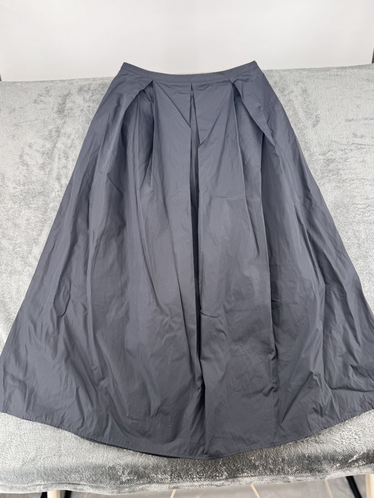 M&S Womens UK 12 Long Black Pleated A Line Midi Skirt Smart Office NWOT image 2