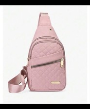 Pink Diamond Quilted Crossbody Bag with Zipper Accent for Women