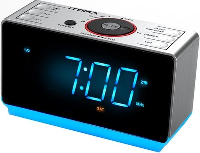 iTOMA Radiowecker Bluetooth mit Doppelalarm, FM-Radio, USB-Ladeanschluss, große