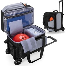 Single Ball Roller Bowling Bag with Wheels and Retractable Handle Extends