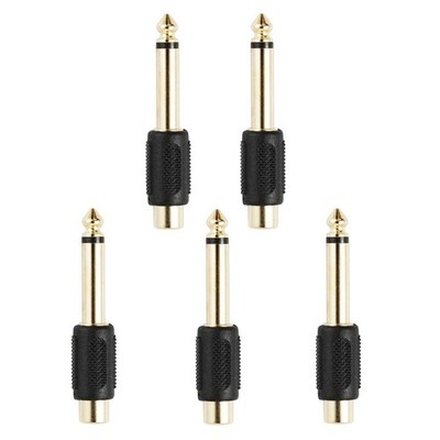 IRYNA 5er Pack 6,35 mm Stecker Mono Klinkenstecker auf Cinch Buchse Phono Buchse Gold 