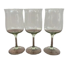 Lenox Green Mist Water Glass Goblet Cup Crystal Lot Set 3 MCM 70s Vintage