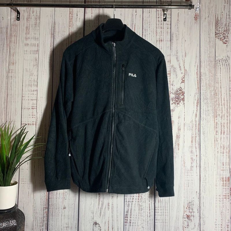 FILA giacca pile uomo nera full zip vintage taglia large