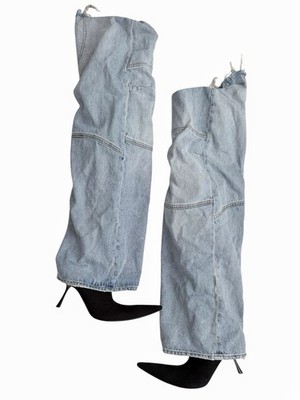 Balenciaga RARE New Flex 90 Denim Pantaboots Heels Sz 41 | eBay