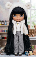 Custom Blythe Doll 1/6 BJD OOAK Tan Skin Black Hair Matte Face 12'' Jointed Body