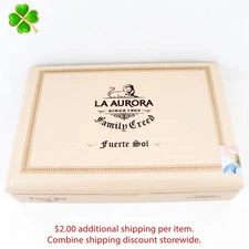La Aurora Family Creed Fuerte Sol Robusto Empty Wood Cigar Box 9" x 6" x 2"