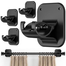 No Drill Curtain Rod Brackets - 20LB, 4 Pack Self Adhesive Curtain Rod Holder...