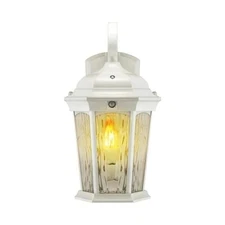 Euri Lighting EFL-140W-MD Smart LED Flame White Wall Lantern with Clear Lens