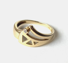 Massiv 585 Gold Ring 14K | Echter Diamant & Modernist Design|2,84g Gr.54 Vintage