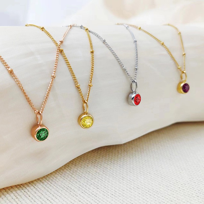 Elegant Women's Diamond Birthstone Fashion Necklace-image